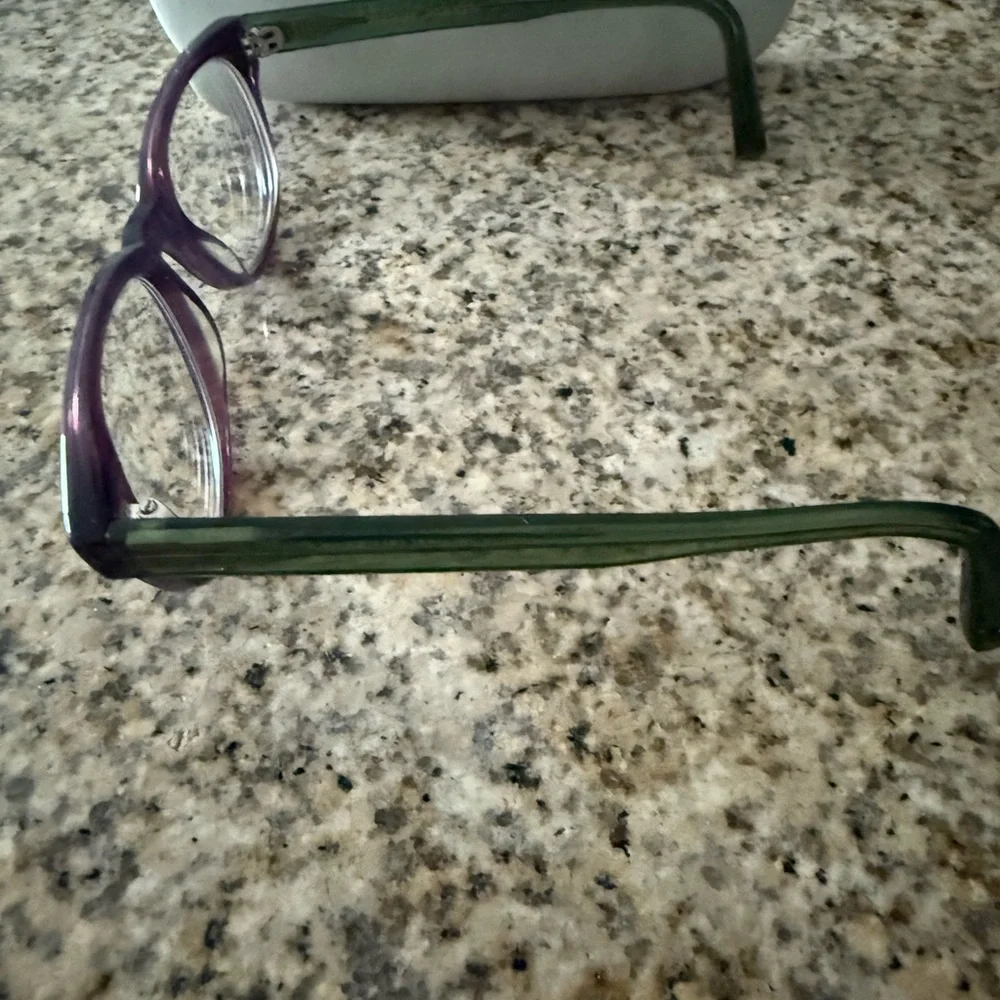 Warby Parker Plum and Green Eyeglasses with Case